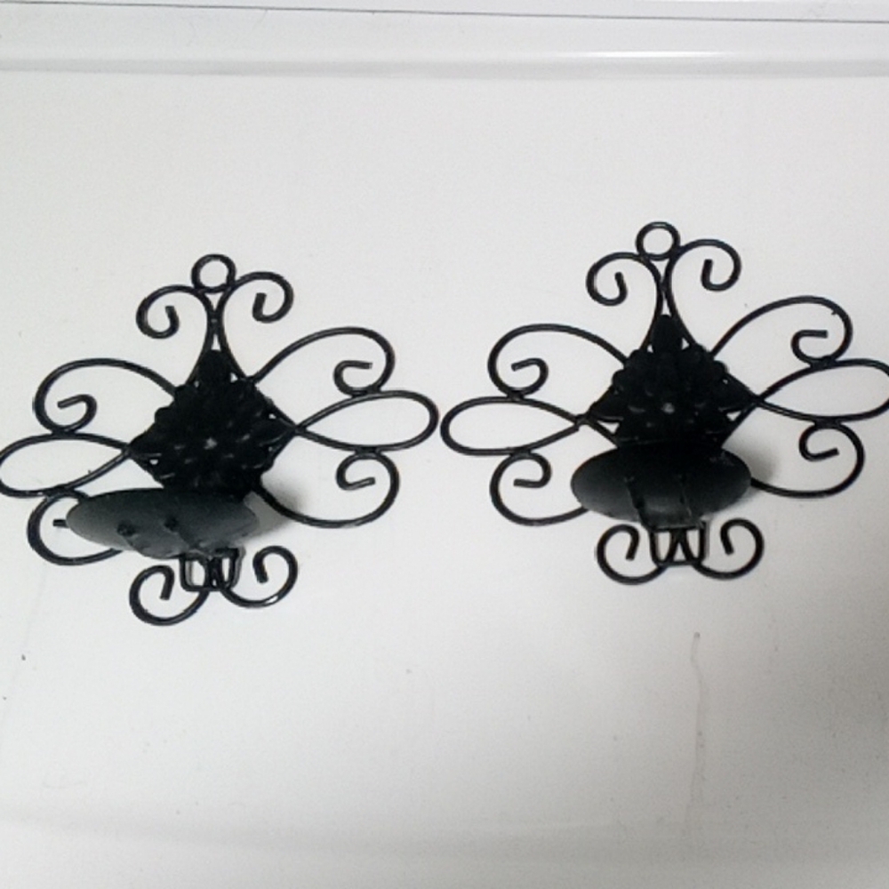 Elegant Black Wrought Iron Wall Sconces